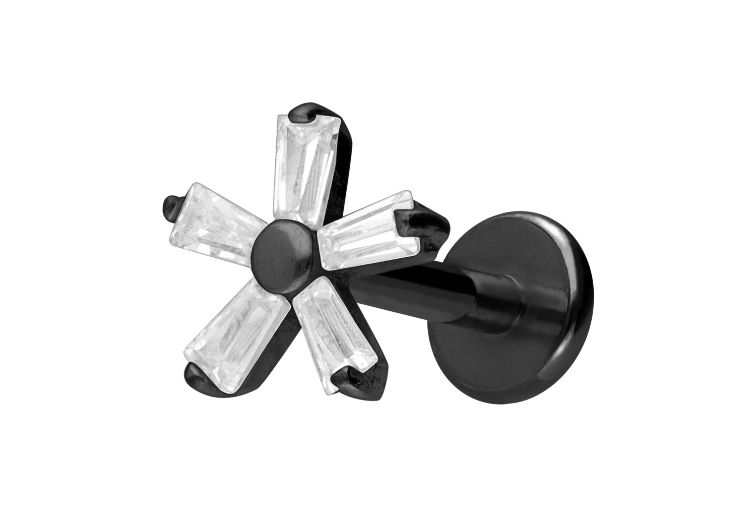 Titan Labret Piercing mit Innengewinde KRISTALLBLUME